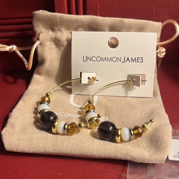 Uncommon James Gold and Black Hoop Earrings - Picture 7 of 7